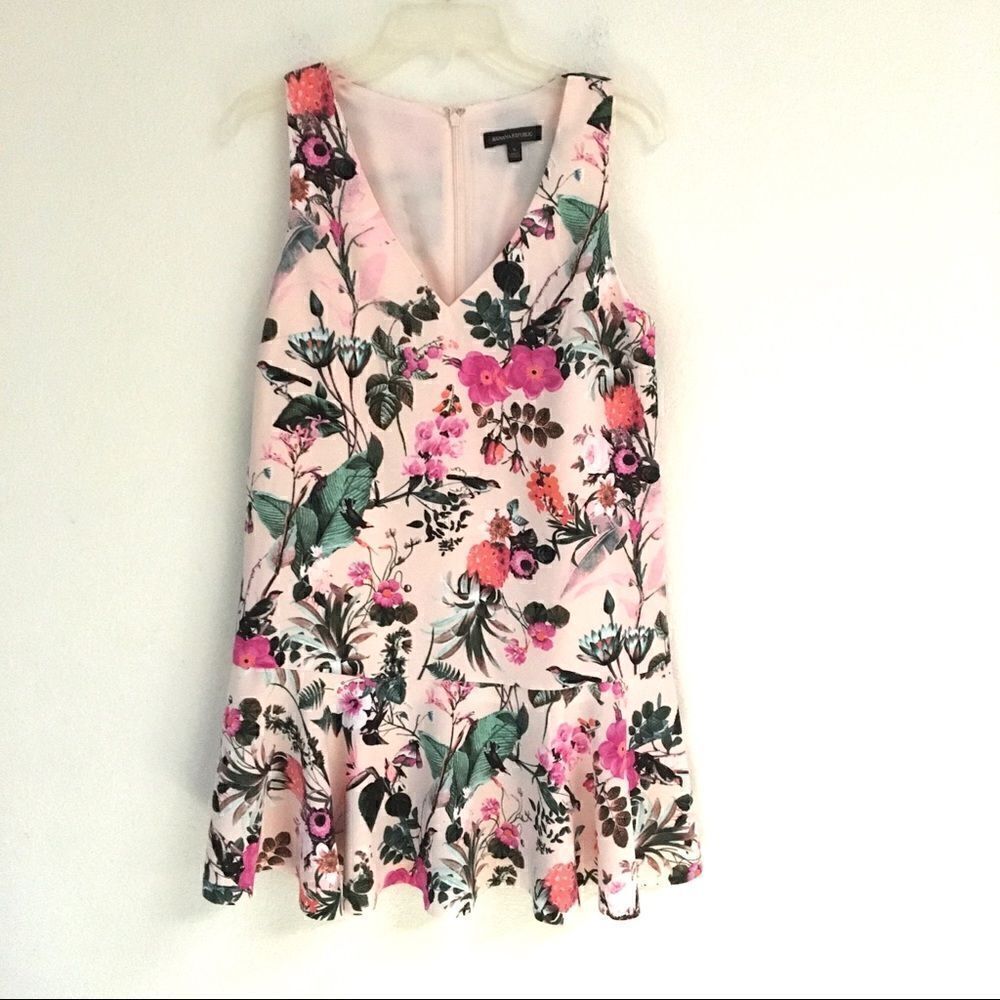 Banana Republic pink botanical print sleeveless mini dress 6